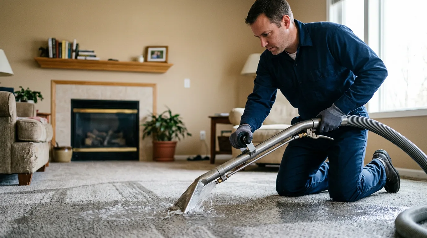 Water damage restoration technician working near Blount, WV